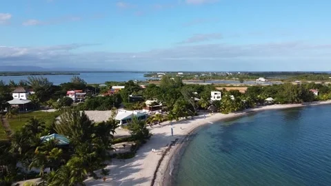 Drone of beach in Belize Stock Footage
