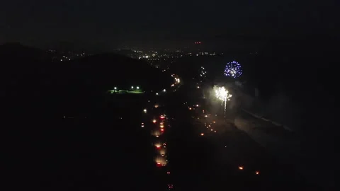 Drone Beach Fireworks 4K 24FPS Stock Footage 135620439