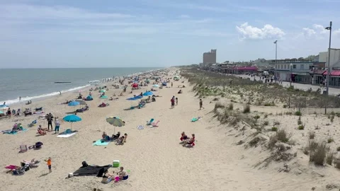 Drone Beach Fly over Summer fun at the Ocean 動画素材 241114153