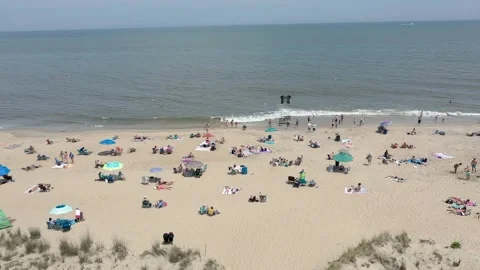 Drone Beach Fly over Summer fun at the Ocean 動画素材 241114295