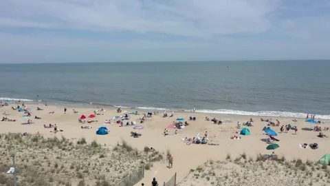 Drone Beach Fly over Summer fun at the Ocean 動画素材 241114315