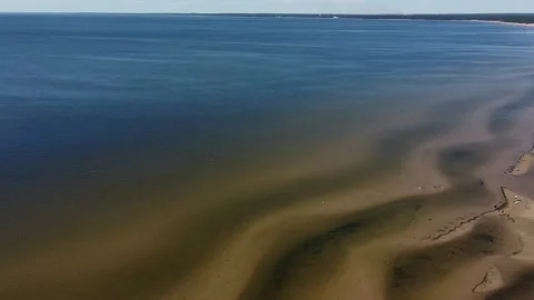 Drone Beach Low Tide Sea Stock Footage 134283934