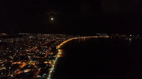 Drone in the Beach at night with Full Moon 库存影片 129529166