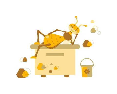 Drone bee on the hive. Illustration. Stock Illustration