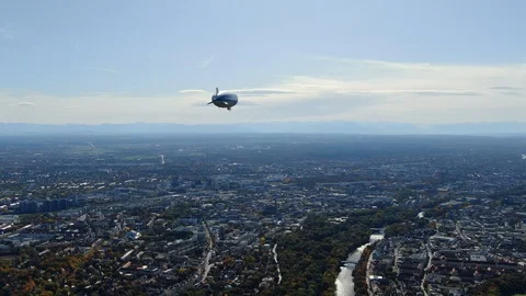 Drone behind Airship over Munchen Germany Stock Footage 124581619