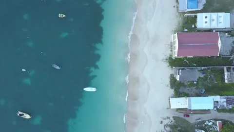 Drone bird eye view, aerial view of Sandy Ground In Anguilla, Caribbean Stock Footage