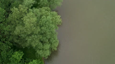 Drone Birds Eye Slow Mo Of River Stock Footage 132342586