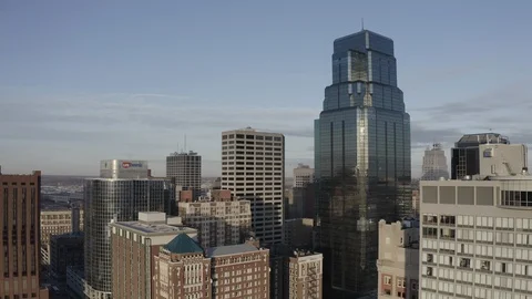 Drone: Birds in Kansas City Skyline Stock Footage