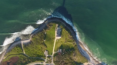 Drone Birdseye Crane Lighthouse Stock Footage 81137990
