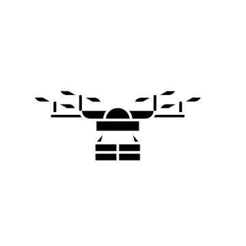 Drone black icon, vector sign on isolated background. Drone concept symbol Stock Illustration