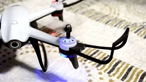 The drone blades are on. Backlight on the blades on. Stock Footage 201787072