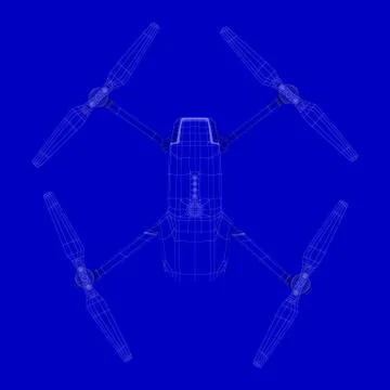 Drone blueprint. 3d rendering Stock Illustration