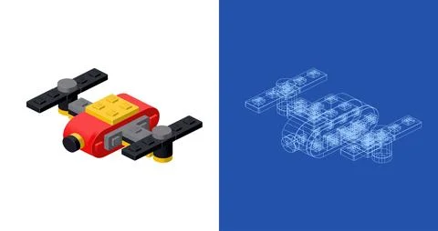 Drone blueprint project idea and implementation. Vector Stock-Illustration
