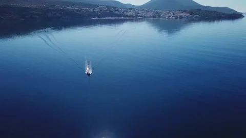 Drone boat seagulss  Stock Footage 234547909