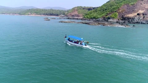 Drone-boat-trip-sea-goa-india-close-view Stock Footage 331663097