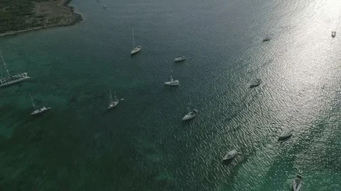 Drone boats before sundown Stock Footage 134810553