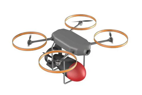 Drone with bomb on white background. Isolated 3D illustration Stock Illustration