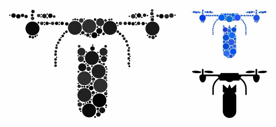 Drone bomber Composition Icon of Circles Stock Illustration