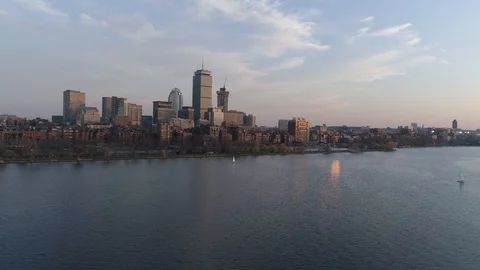 Drone Boston Skyline Stock Footage 90821726