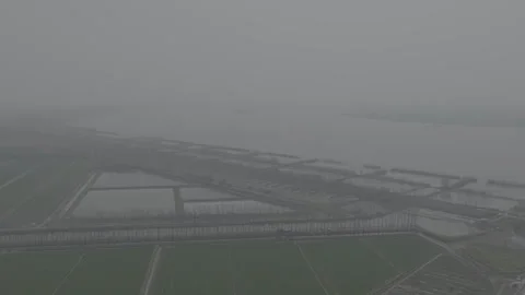 Drone Bridge Misty River China 動画素材 337279750
