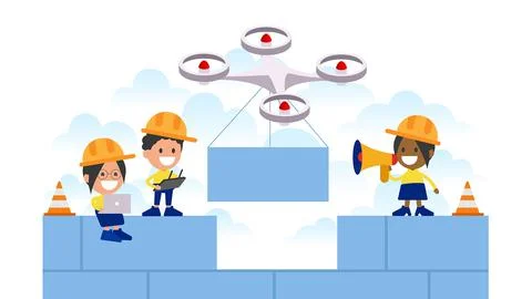 Drone in building and construction.	 스톡 일러스트