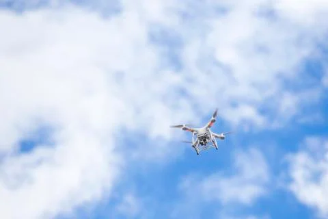 Drone camera on blue sky with cloud. Foto stock