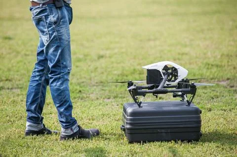 Drone with the camera on box Stock Photos