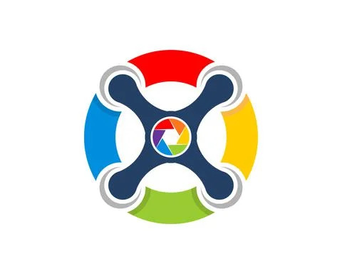 Drone camera in the circle logo Illustrazione stock