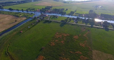Drone camera flaying over the marina on a countryside on a sunny summer day  - 9 Stock Footage 92908605