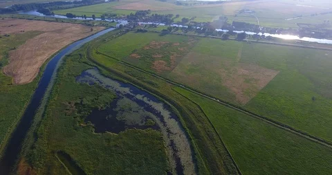 Drone camera flaying over the marina on a countryside on a sunny summer day  - 8 스톡 동영상 92924347