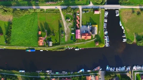 Drone camera flaying over the river on a countryside on a sunny summer day - 11 Stock Footage 74868523