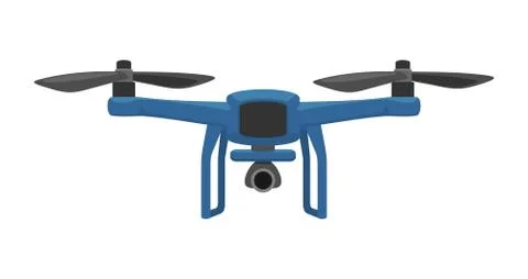Drone with a camera fly. Vector flat color illustration. Stock Illustration