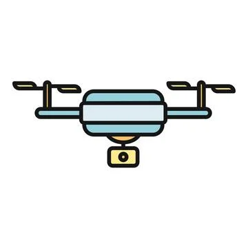 Drone with camera flying delivering aerial technology Stock Illustration