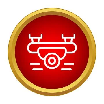 Drone with camera flying icon on red background Stockillustratie