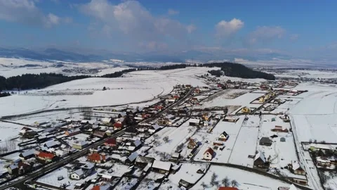 Drone camera flying over a small village in Transylvania Stock-Footage 150683361