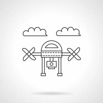 Drone with camera line vector icon Stock Illustration