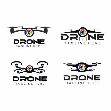 Drone Camera Logo Vector Set Stock Illustration