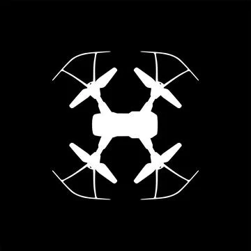 Drone Camera or UAV Silhouette, Flat Style 스톡 일러스트