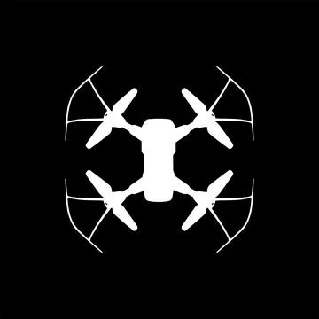 Drone Camera or UAV Silhouette, Flat Style Stock Illustration