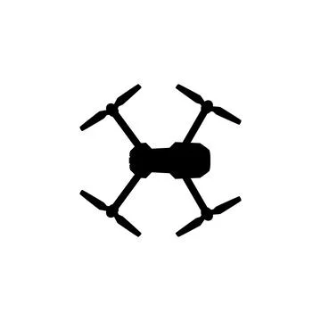 Drone Camera or UAV Silhouette, Flat Style Stock Illustration
