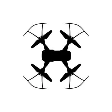 Drone Camera or UAV Silhouette, Flat Style Stock Illustration
