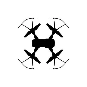 Drone Camera or UAV Silhouette, Flat Style Stock Illustration