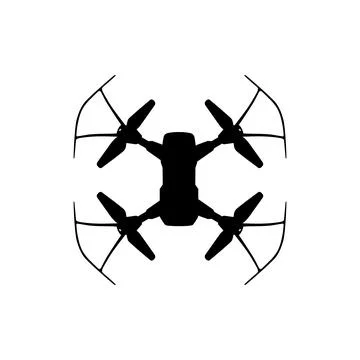 Drone Camera or UAV Silhouette, Flat Style Stock Illustration