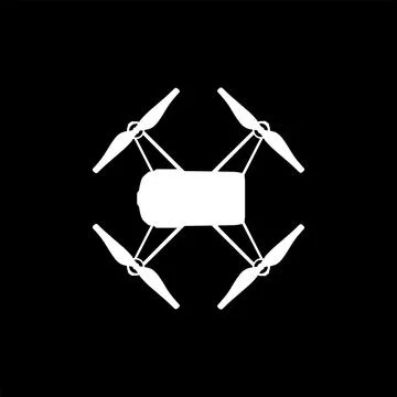 Drone Camera or UAV Silhouette, Flat Style Illustrazione stock