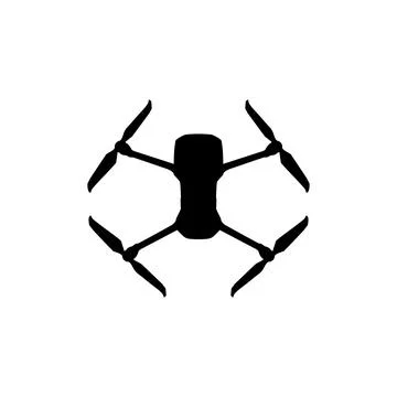 Drone Camera or UAV Silhouette, Flat Style Stock Illustration