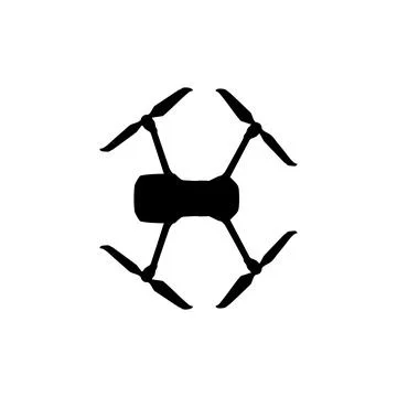 Drone Camera or UAV Silhouette, Flat Style 스톡 일러스트