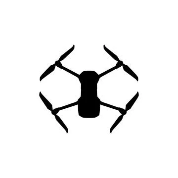 Drone Camera or UAV Silhouette, Flat Style Stock Illustration