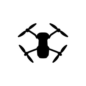 Drone Camera or UAV Silhouette, Flat Style 스톡 일러스트