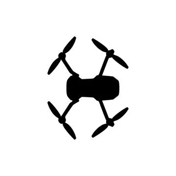 Drone Camera or UAV Silhouette, Flat Style Stock Illustration