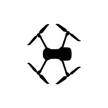 Drone Camera or UAV Silhouette, Flat Style 스톡 일러스트
